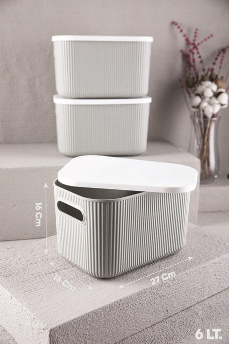 Pcs Storage 6 Lt White, Multi-Purpose Cabinet Organizer Box with Lid, Decorative Storage Box - Swordslife
