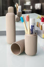 2 Pcs Travel Accessory Carrying Container Glasses Toothpaste Toothbrush Storage Box Cappucino - Swordslife