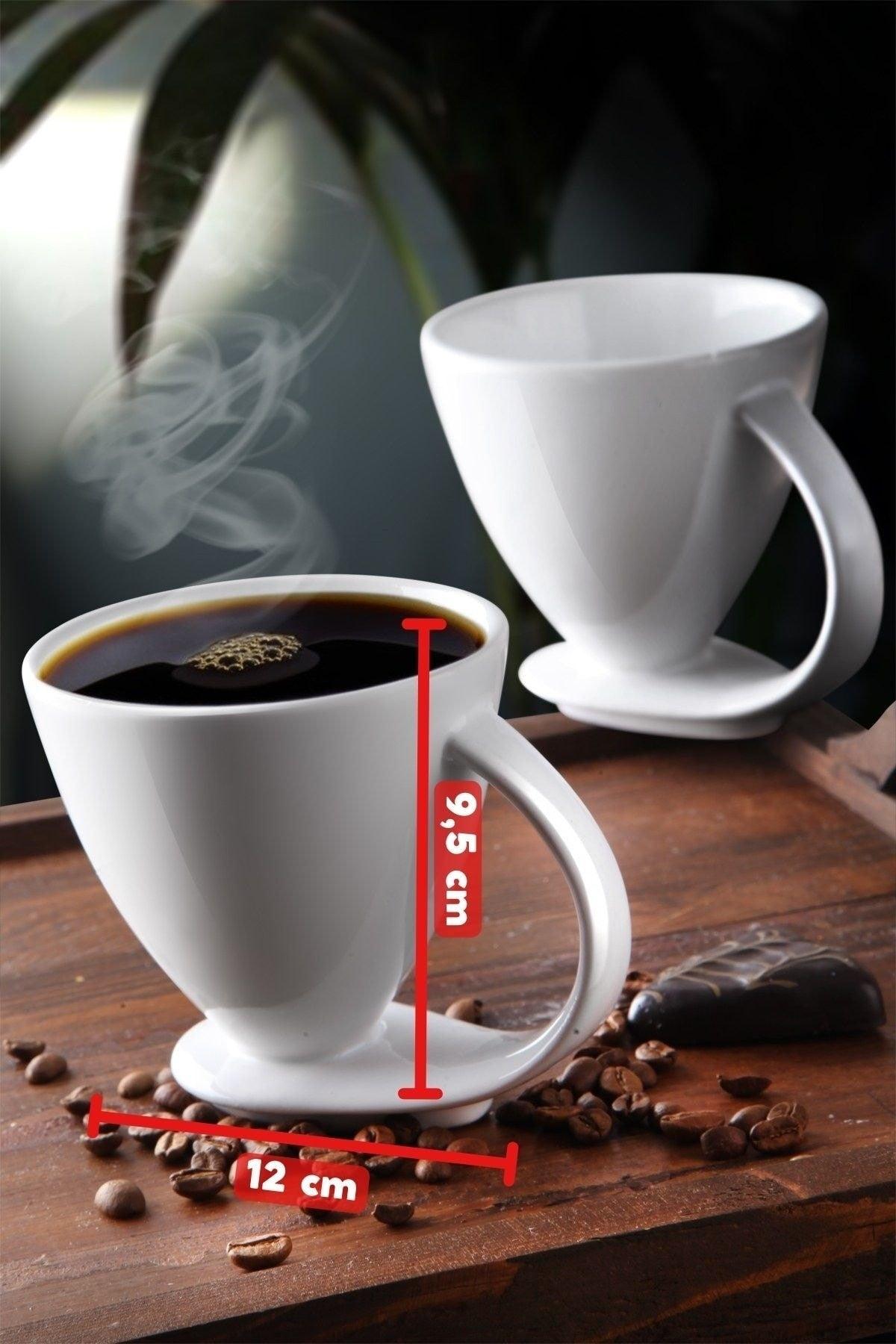 Set of 2 Special Design Self-Based Coffee, Herbal Tea Etc. Cup & Cup Set White - Swordslife