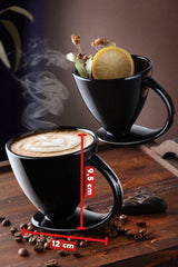 Set of 2 Special Design Self-Based Coffee, Herbal Tea Etc. Mug & Cup Set Black - Swordslife