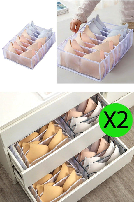2 Pieces 8 Compartment Bra Organizer Accordion Cabinet and Drawer Organizer - Swordslife