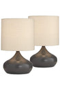 2 Pieces Metal Ellipse Table Lamps with Cream Fabric Cover - Swordslife