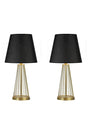 2 Pieces Merlot Modern Metal Leg Fabric Head Lampshade Table Lamp - Swordslife