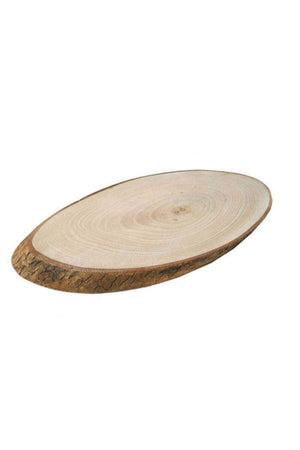 2 Pieces Natural Wood Decorative Tray Log Service Presentation Stand - Swordslife
