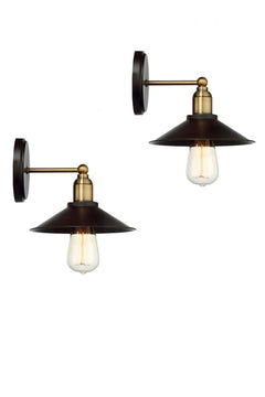 Set of 2 black tumbled mesal head sconces with retro rustic design