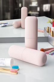 2 Pcs Travel Accessory Carrying Container Glasses Toothpaste Toothbrush Storage Box Pink - Swordslife