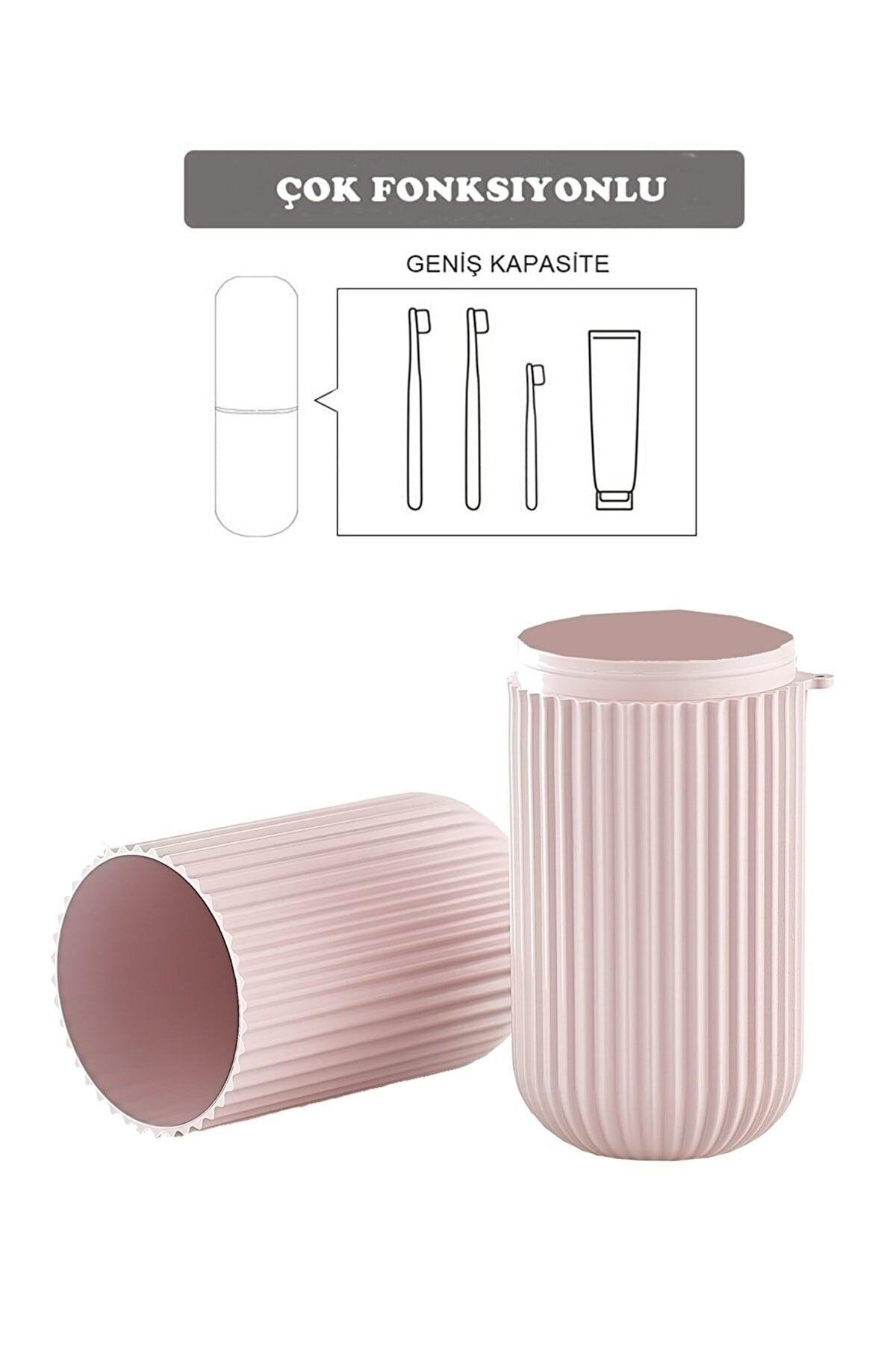 2 Pcs Travel Accessory Carrying Container Glasses Toothpaste Toothbrush Storage Box Pink - Swordslife