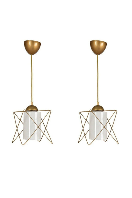 2 Pieces Zigzag Single Tumbled Pendant Lamp Chandelier - Swordslife