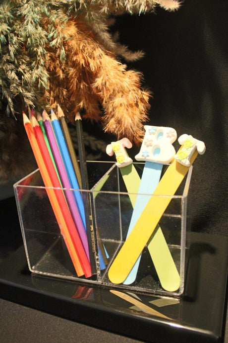 2-Compartment Plexi Makeup Materials, Cotton, Pen Holder, Organizer-organizer - Swordslife