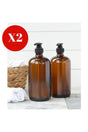 2 Pcs 500ml Glass Bottle Rustic Amber Liquid