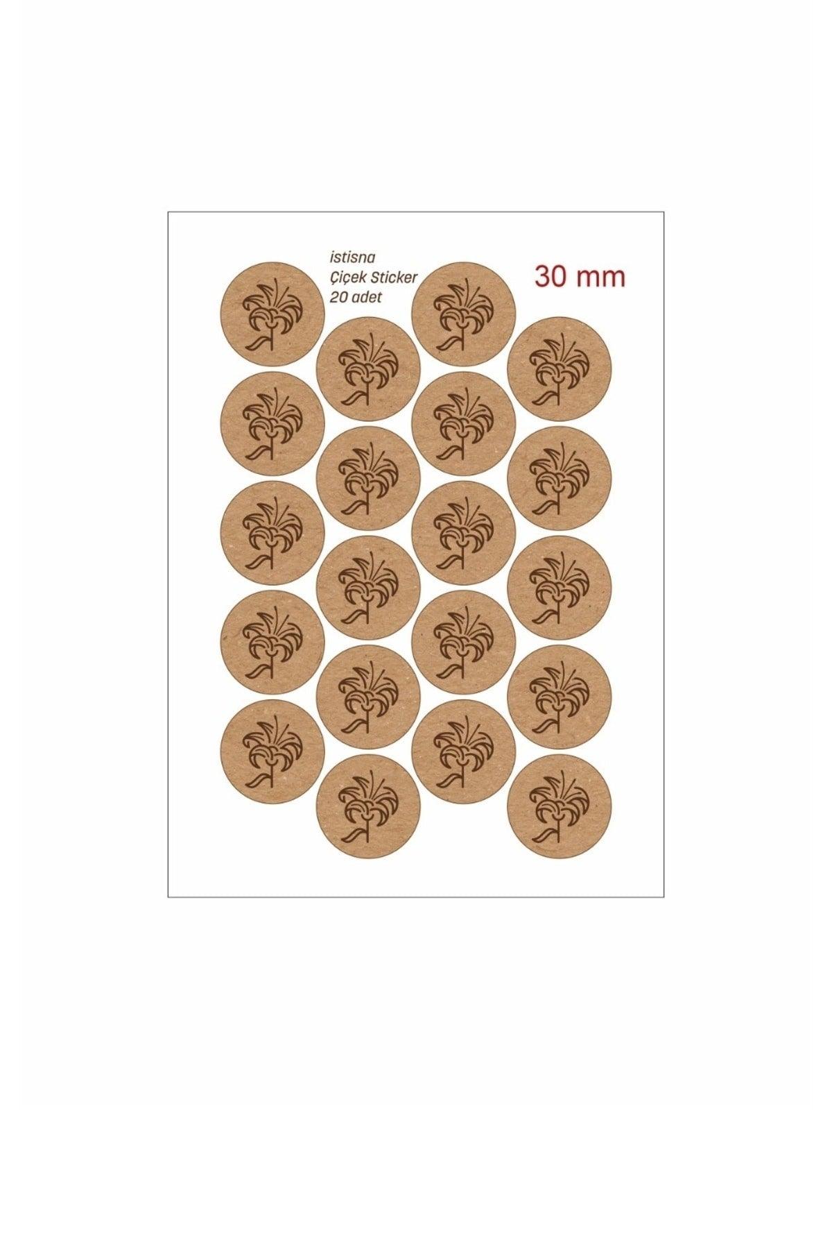 20 Pcs 30 Mm Flower Themed Round Sticker