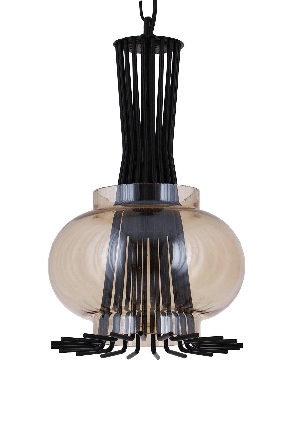 2510 Black Single Honey Glass Pendant Chandelier - Çakır Chandelier - Swordslife