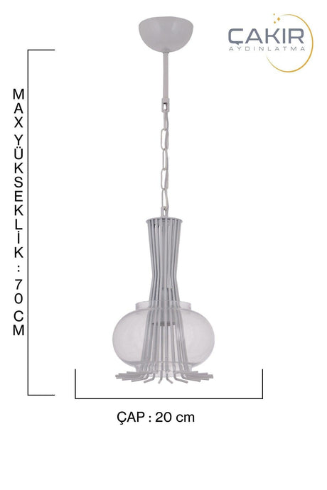 2510 White Single Transparent Glass Pendant Chandelier - Çakır Chandelier - Swordslife