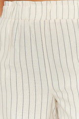 Beige Striped Linen Look Shorts & Bermuda TBBSS23AP00022 - Swordslife