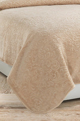 2.8 Kg Embos Printed Pamela Thick Double Blanket 230x240 Cm Cappuccino - Swordslife