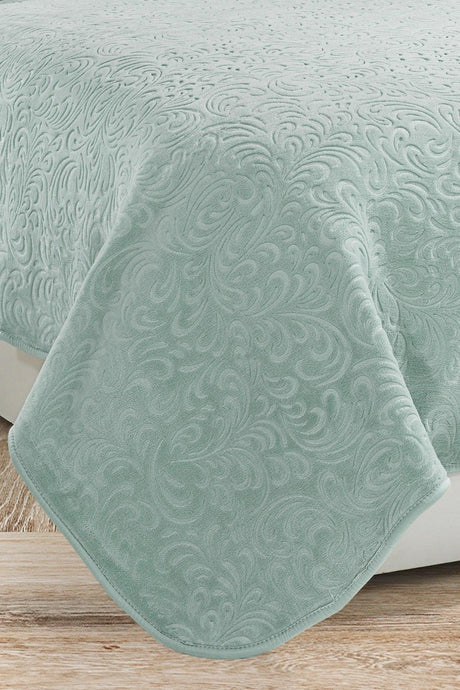 2.8 Kg Embos Printed Pamela Thick Double Blanket 230x240 Cm Mint - Swordslife