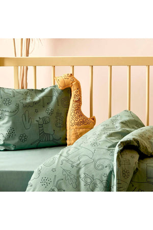 100% Cotton Ranforce Zoo Baby Duvet Cover Set Green (100X150 Cm)