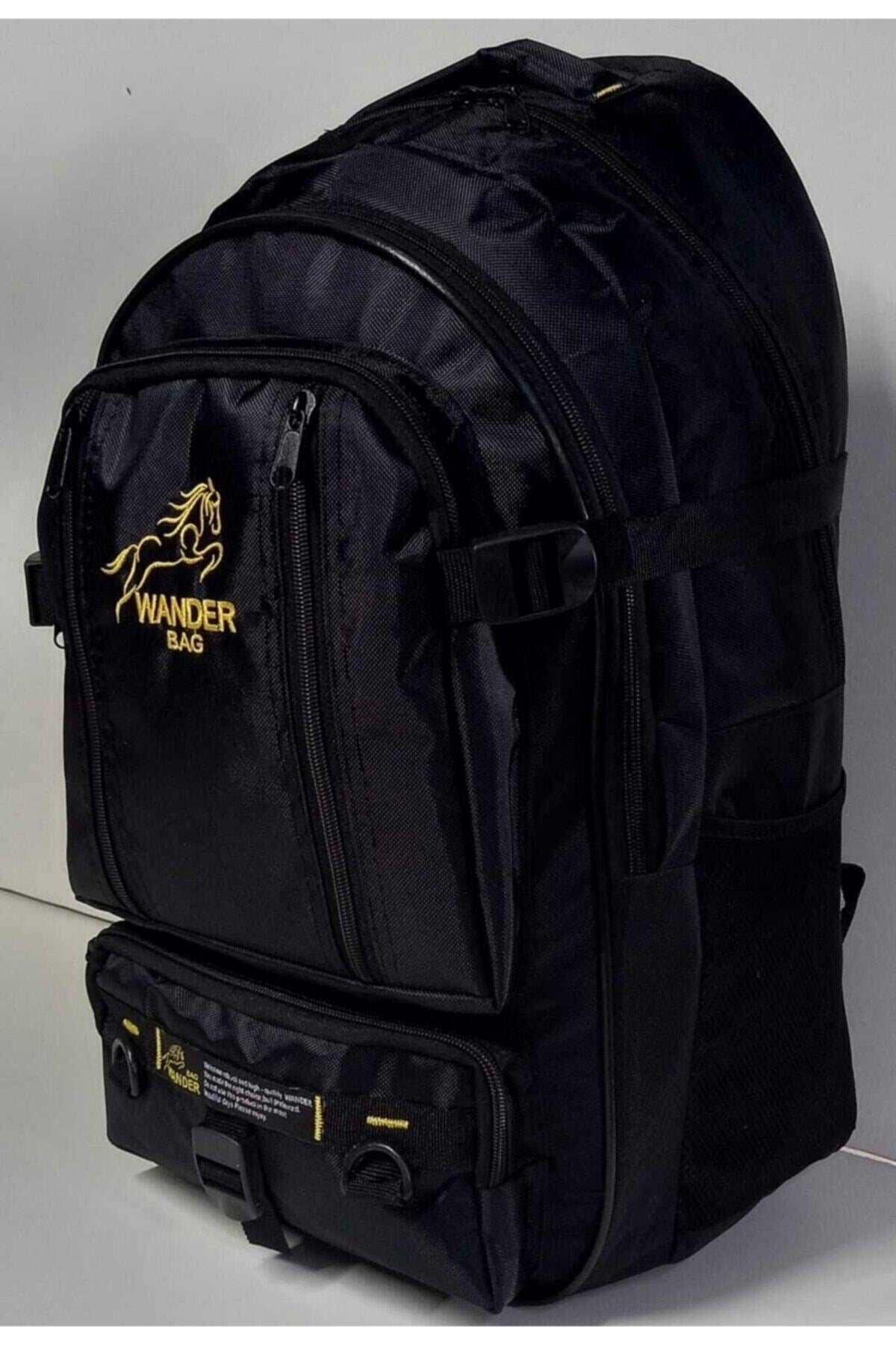 Wander 55+10 Liter Bellows Multi Eyes School-Camper-Travel-Climber-Outdoor Backpack Black
