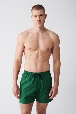 Men'S Green Quick Dry Standard Size Straight Swimwear Marine Shorts E003801