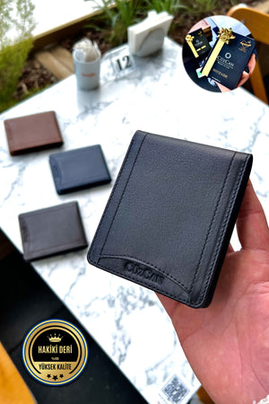 Schwarzes Schmetterlingsmodell, echtes Leder, Herrenbrieftasche mit individuellem Namendruck