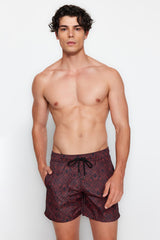 Black-Orange Men's Standard Size Geometric Swimwear Marine Shorts TMNSS22DS0011