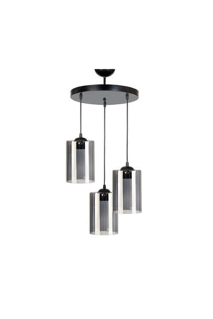 Modern Sports Model 3-Piece Smoked Genuine Glass Pendant Lamp Chandelier
