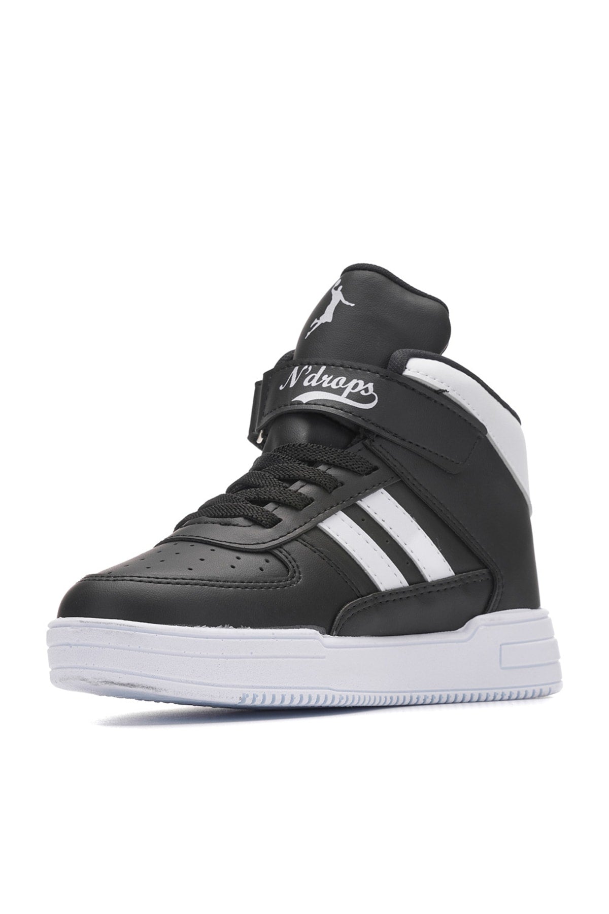 High Top, Orthopedic, Velcro, Black and White Color Kids Sports Shoes