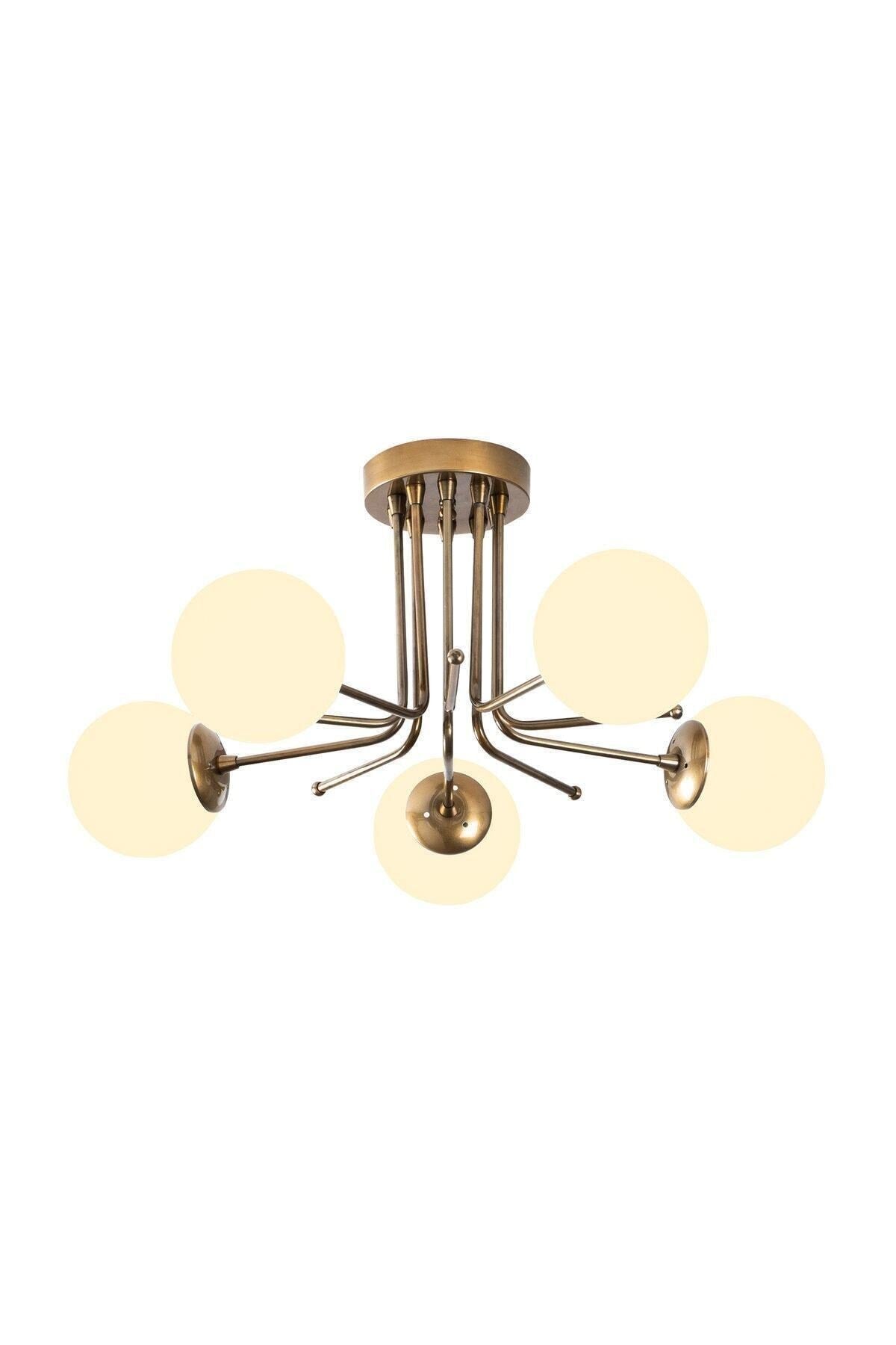 Luxury Design Modern Sports Trend Model Glop Glass Antique Five-Piece Chandelier