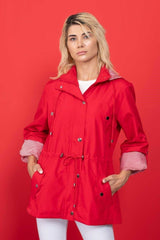 Women's Red Hooded Seasonal Coat - Swordslife