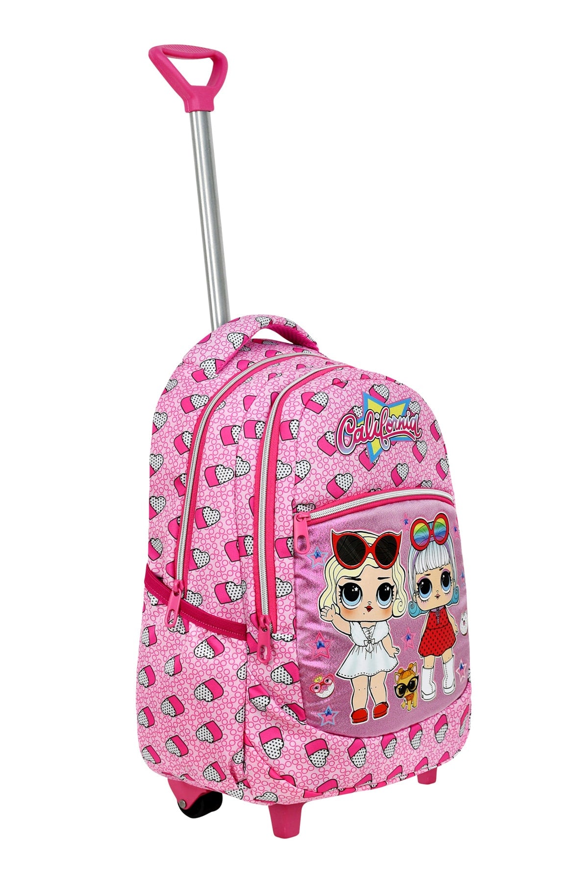 3-pack Girl Child's Heart Patterned Waterproof Primary School Bag with Squeegee and Pencil Holder