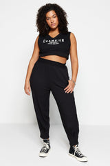 Black Carrot Fit Knitted Waist Elastic Trousers TBBSS23AR00002 - Swordslife