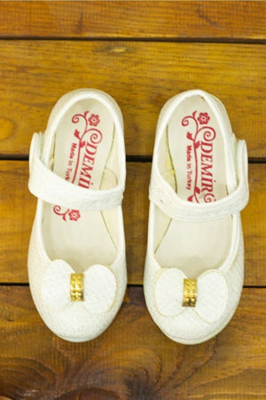 E Girl'S White Silvery Flats 1111172