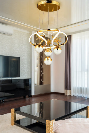 Modern Pendant Lamp Crystal Stone Led Chandelier With Dimmer Control Gold Yellow Led Chandelier 3 Colors