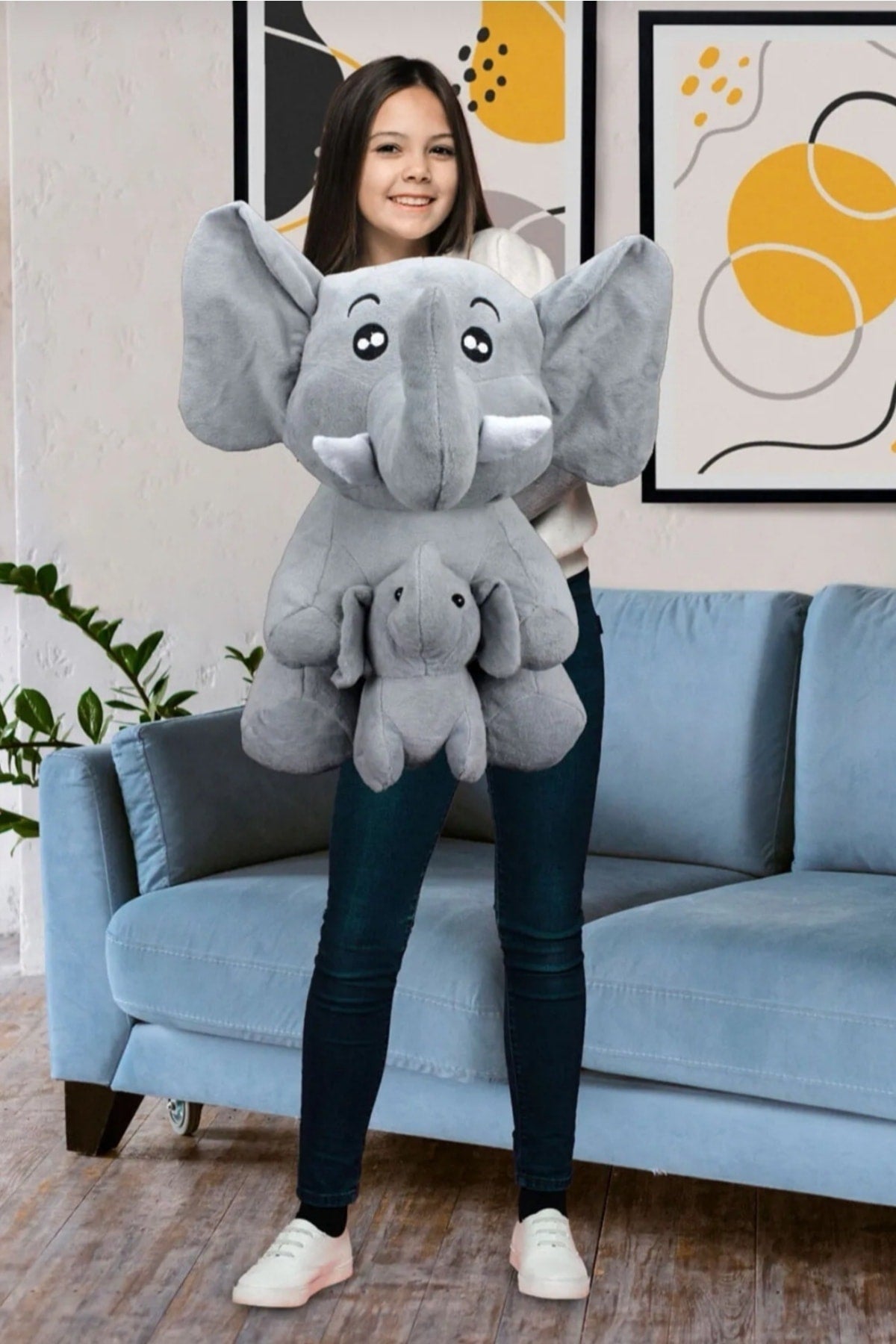 Plüschelefant, schlafender Freund, süße schlafende Elefantenmutter und Junges, 40 cm