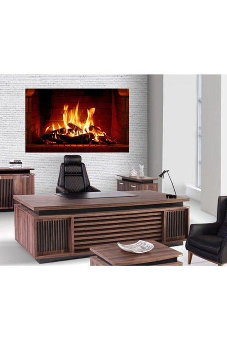 Led Lighted Fireplace Patterned Canvas Painting - Swordslife