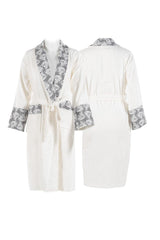 Set of 4 Bamboo Royal Double Family Bathrobes Offwhite-gray - Swordslife