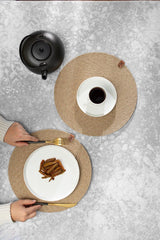 2 Pieces 32 cm Round Natural Placemats Straw Jute Knitted Base Serving Set - Swordslife