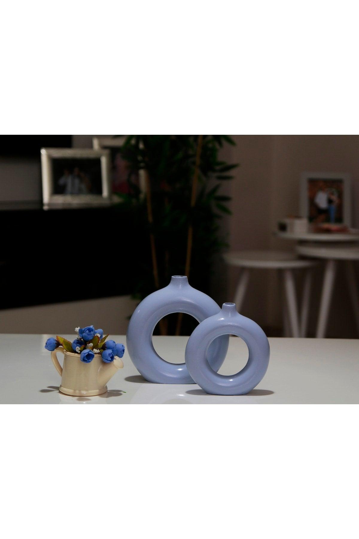 Ring Vase Bohemian Vase Set of 2 Blue - Swordslife