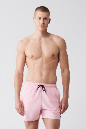 Men'S Light Pink Quick Dry Standard Size Straight Swimwear Marine Shorts E003801