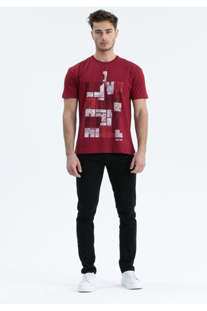 Men'S T-Shirt Regular Fit S-4095 Claret Red