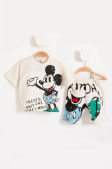 Kids Mickey Mouse Zara Shorts Double Suit 100% Cotton Oversize 2-6 Years