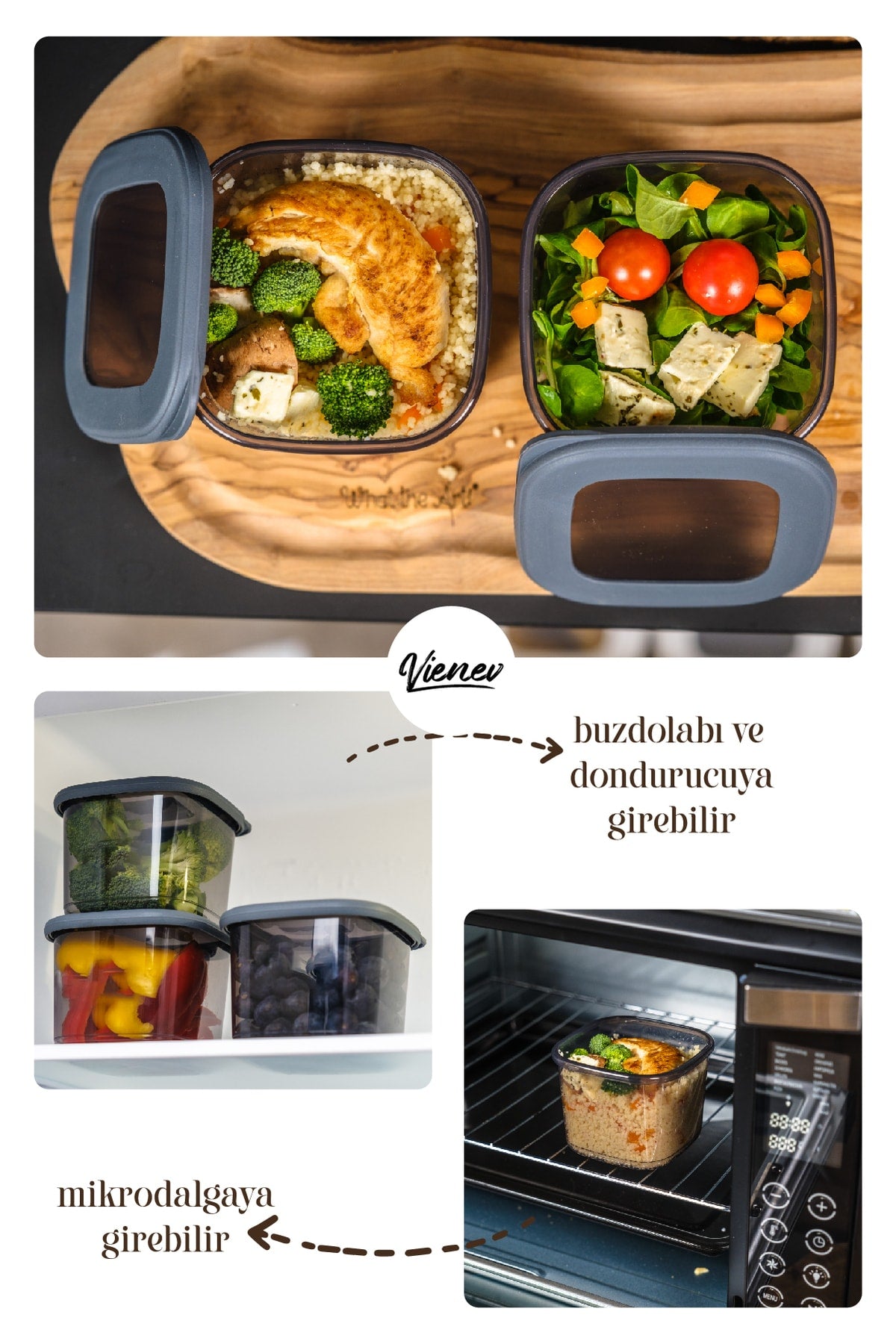Square Food Storage Container With White Screen Printing Label Set Of 24 8X(0.55 Liter, 1.2 Liter, 1.75 Liter)
