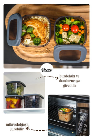 Square Food Storage Container With White Screen Printing Label Set Of 24 8X(0.55 Liter, 1.2 Liter, 1.75 Liter)