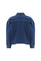 Romets Regular Fit Shirt Collar Navy Blue Denim Jacket - Swordslife