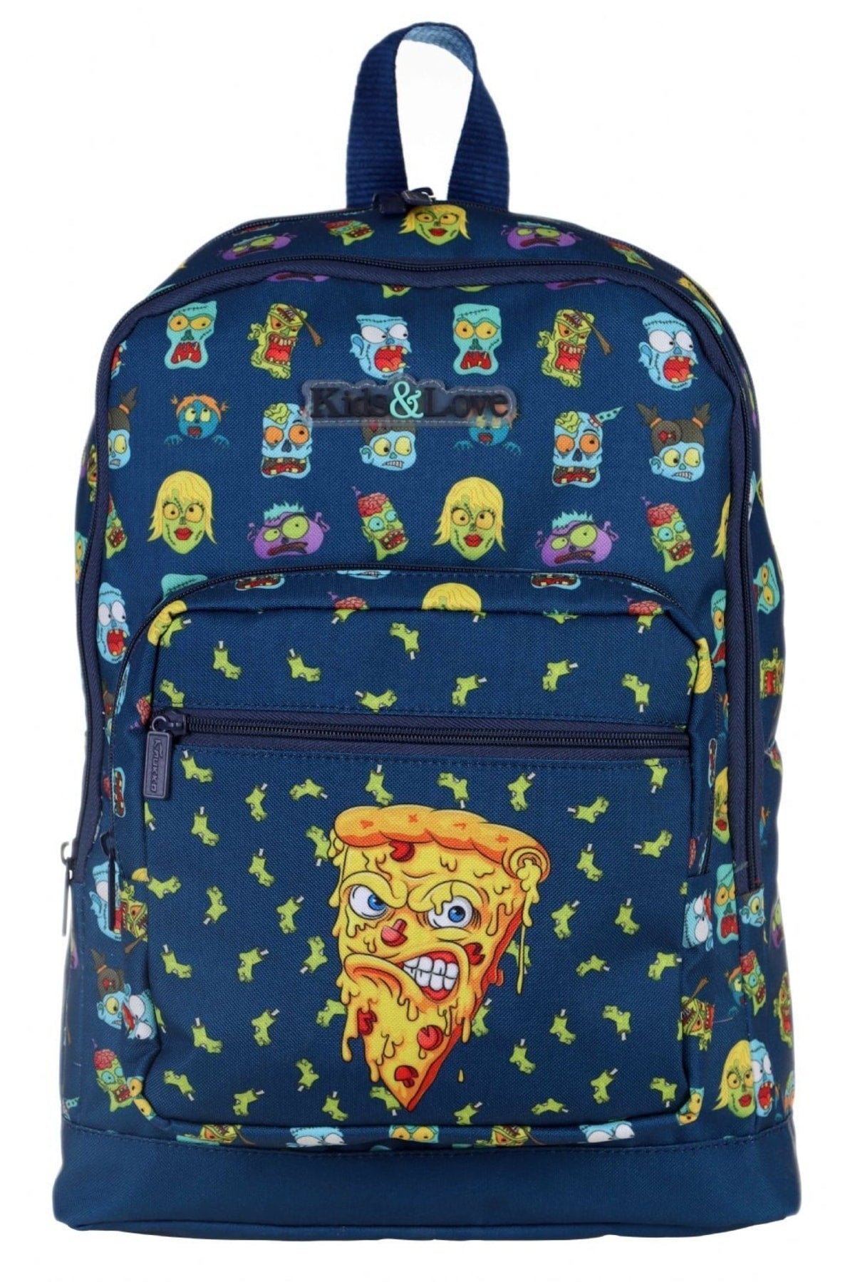 Kids&love Navy Blue Zombie Pizza Primary School Bag Set - Boys