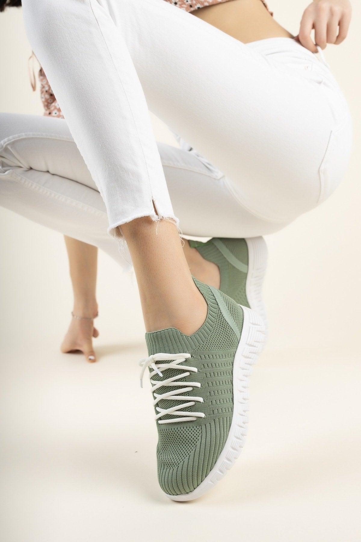 Women's Khaki Knitwear Sneaker - Swordslife