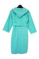 Women's Bathrobe Lux Jacquard 100 Cotton Hooded Bathrobe - Swordslife