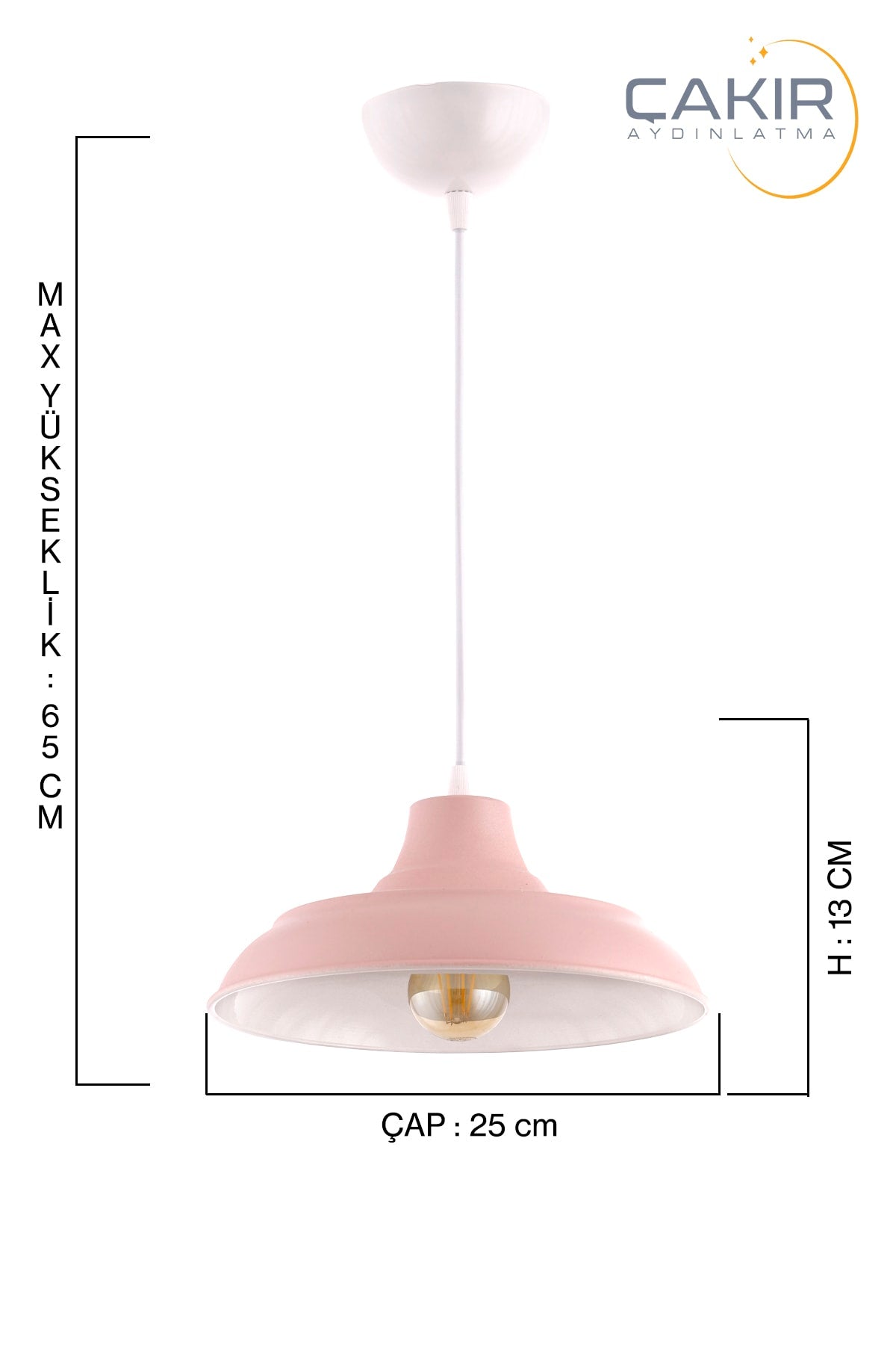 Rosa Pendelleuchte mit Schleifen-Finish - Çakır Avize
