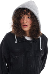 Hooded Oversize Denim Jacket Anthracite - Swordslife
