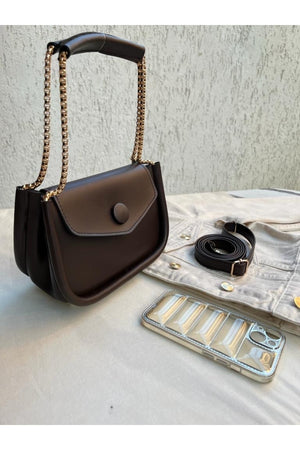 Women'S Brown Chain Baguette Bag
